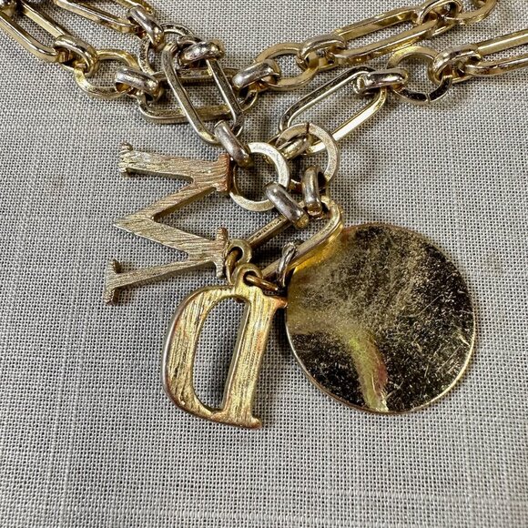 M and D Intials Multi-Chain Gold Tone Toggle Bracelet - Picture 6 of 10